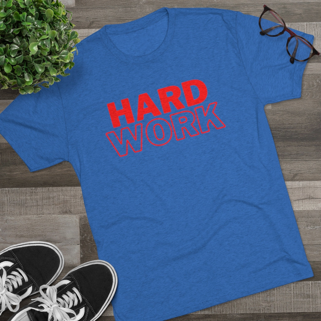 Hard Work Men's Tri-Blend Crew Tee (Red)