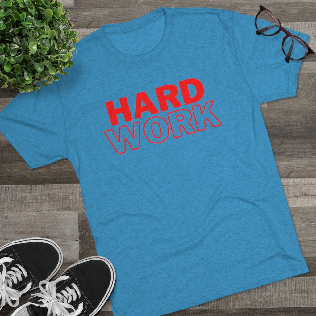 Hard Work Men's Tri-Blend Crew Tee (Red)