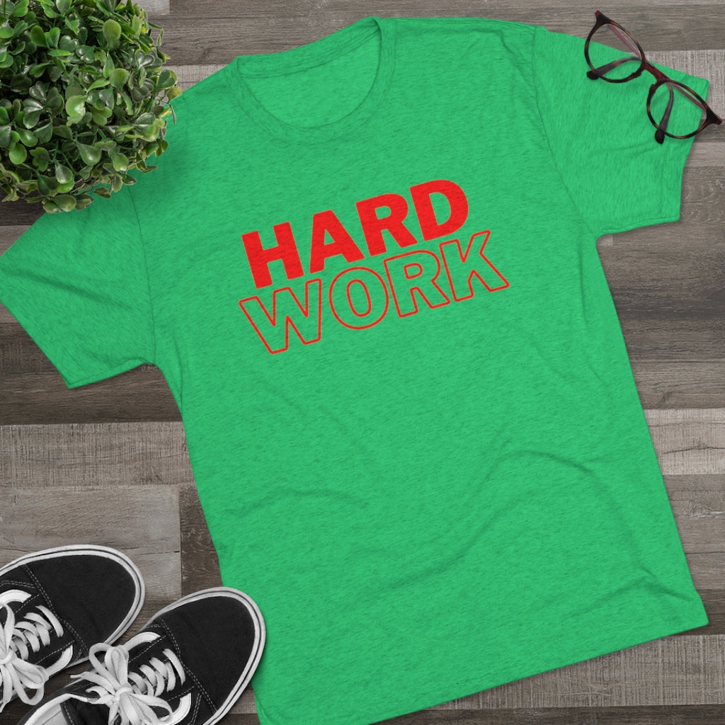 Hard Work Men's Tri-Blend Crew Tee (Red)