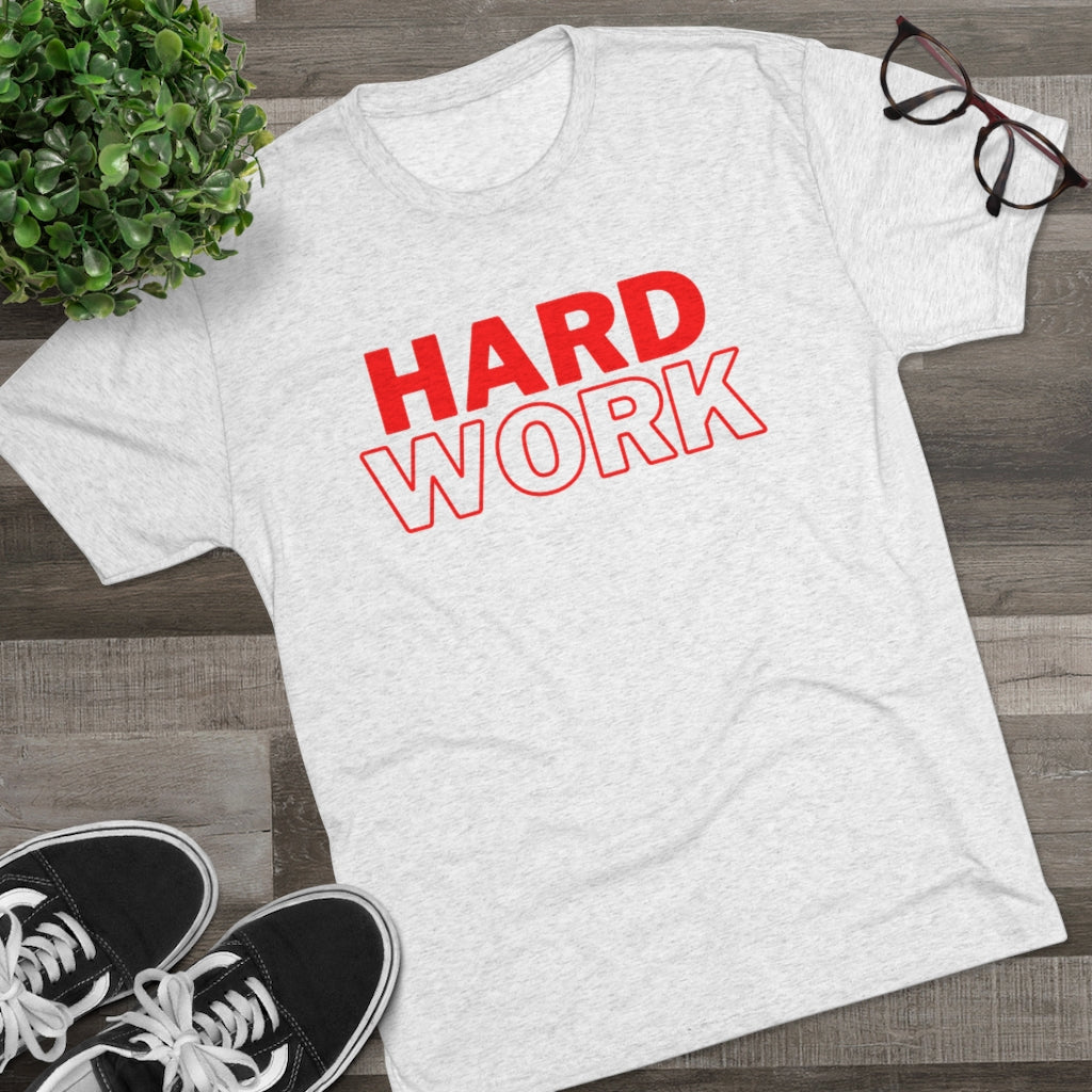 Hard Work Men's Tri-Blend Crew Tee (Red)