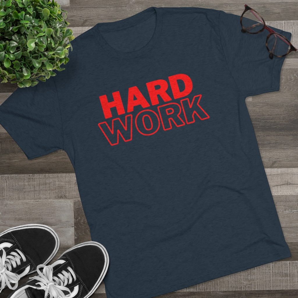 Hard Work Men's Tri-Blend Crew Tee (Red)