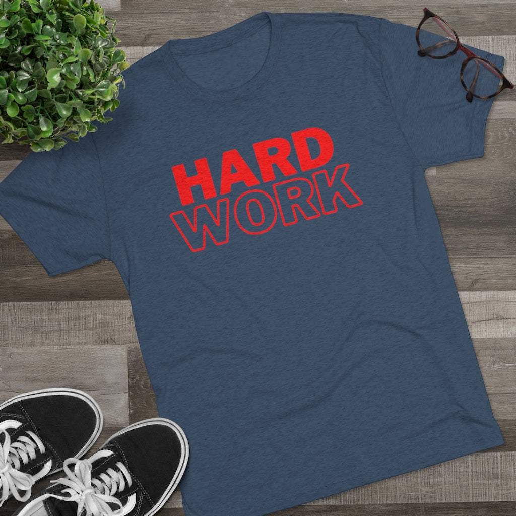 Hard Work Men's Tri-Blend Crew Tee (Red)