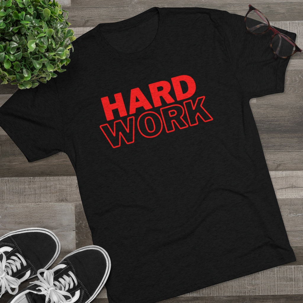 Hard Work Men's Tri-Blend Crew Tee (Red)