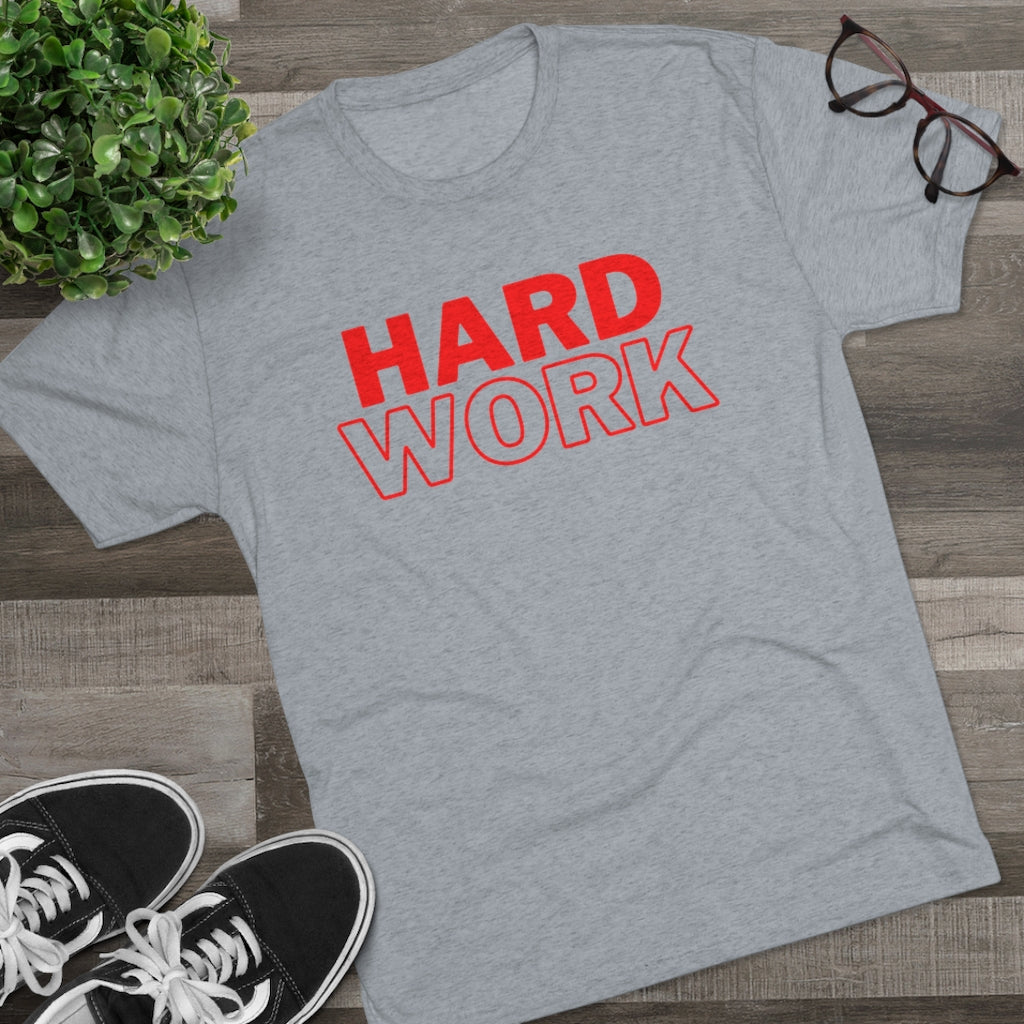 Hard Work Men's Tri-Blend Crew Tee (Red)